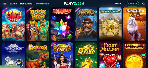 PlayZilla Casino Games Selection