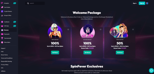 BONUSES AND PROMOTIONS AT SPINFEVER CASINO